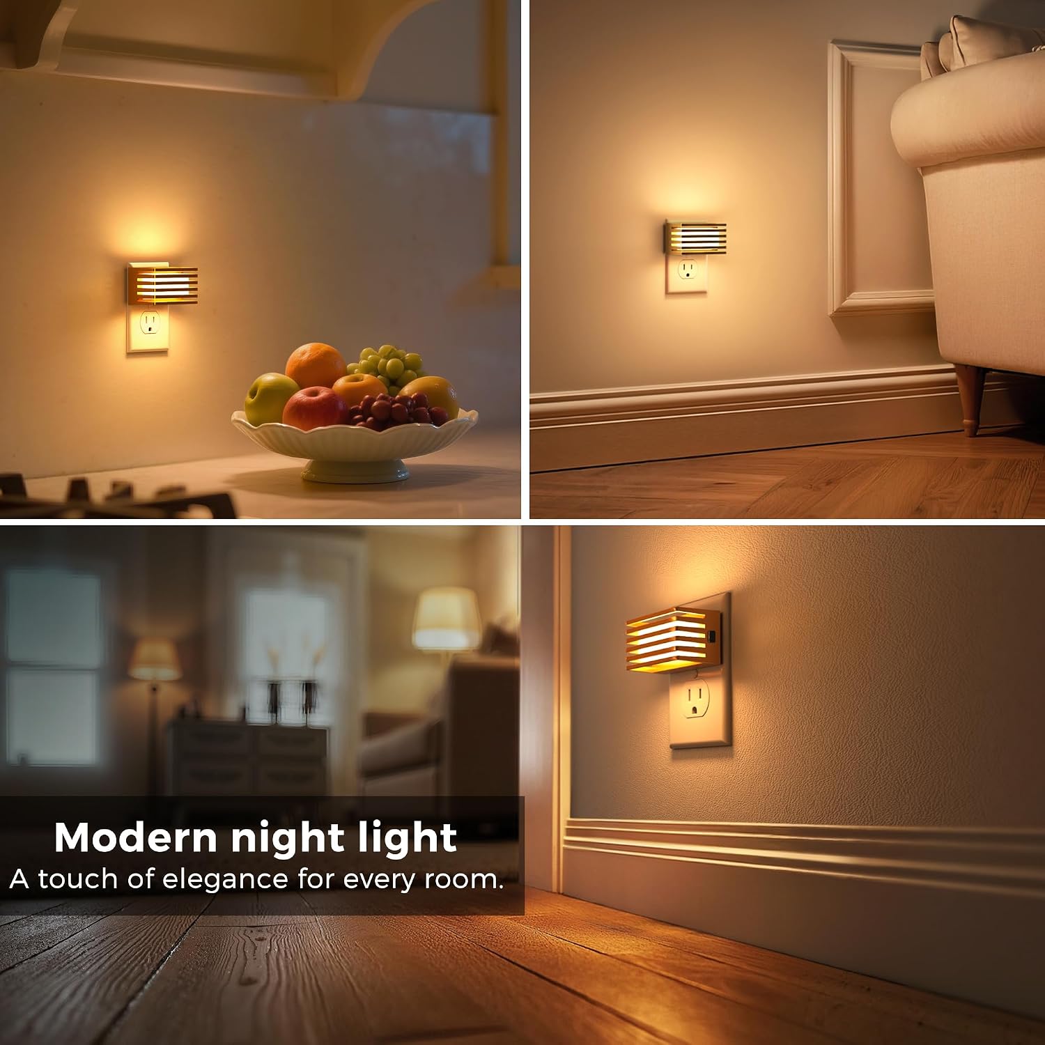L LOHAS LED Night Lights Plug into Wall, 2 Pack Modern Night Light with Dusk to Dawn Sensor, Dimmable Plug in Night Light, Adjustable…