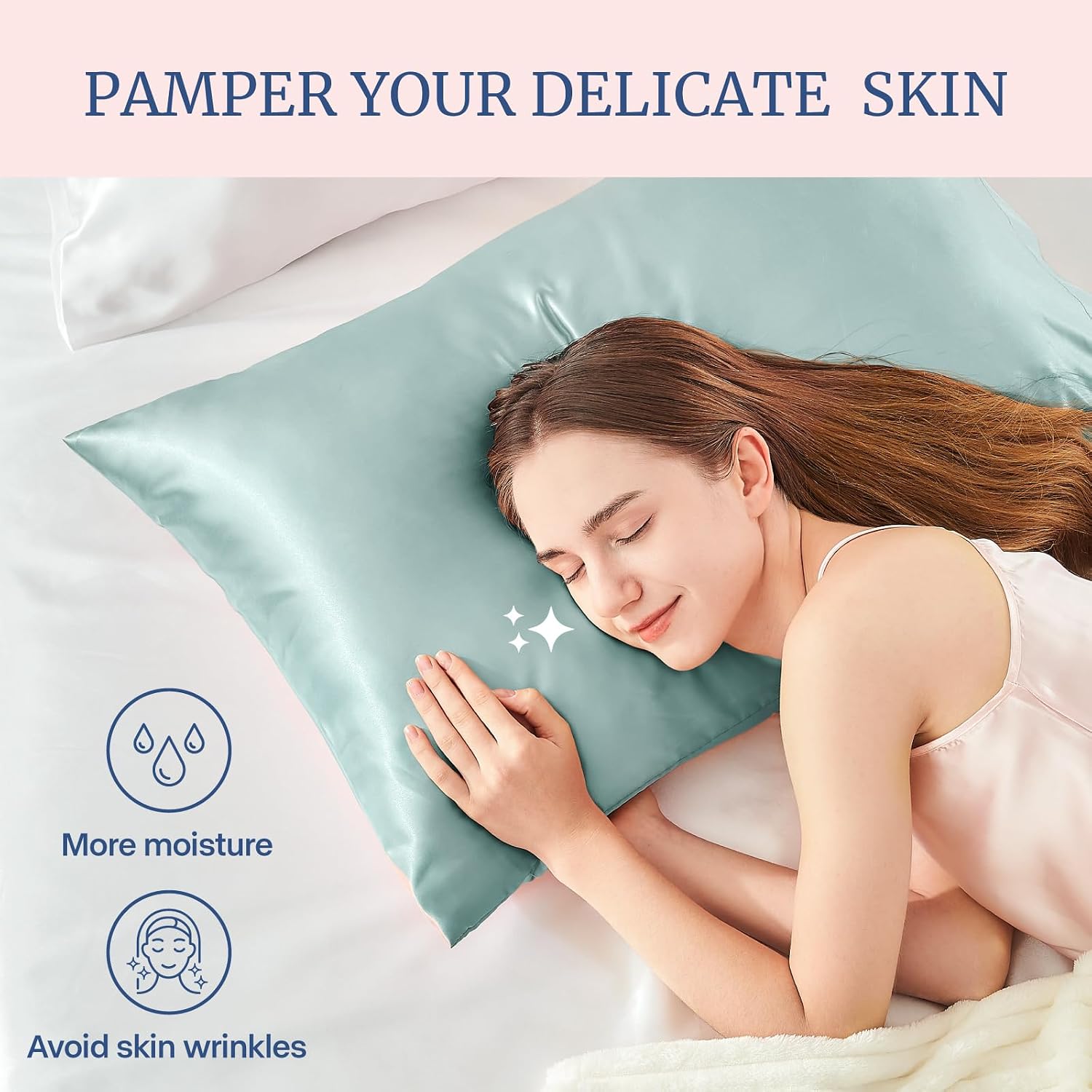 Bedelite Satin Pillowcase for Hair and Skin, Super Soft and Cooling Similar to Silk Pillow Cases 2 Pack with Envelope Closure, Gift for Wom…