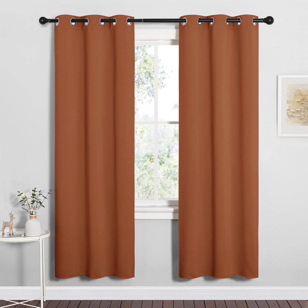 NICETOWN Blackout Curtain Panels for Girls Room, Nursery Essential Thermal Insulated Solid Grommet Top Blackout Drapes (Burnt Orange, 1…