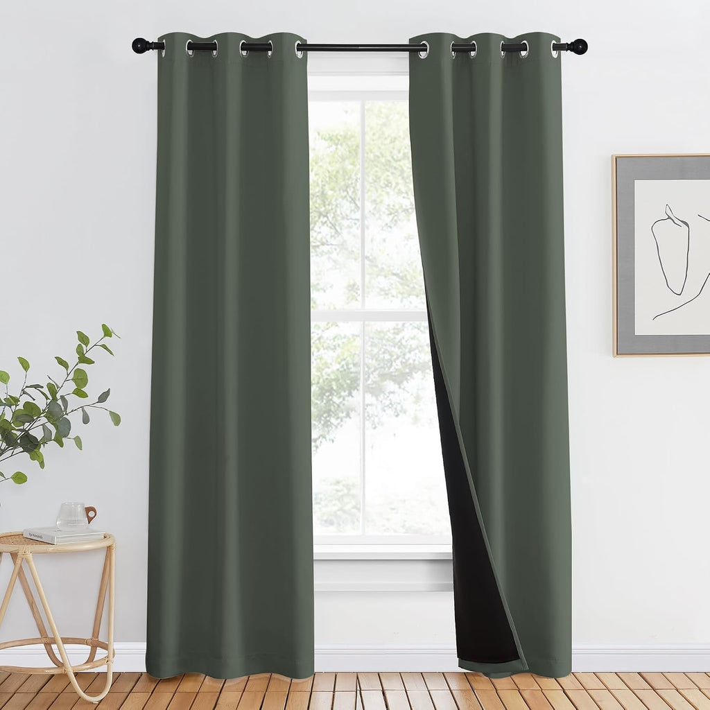 Nicetown 100% Blackout Curtains 80" Long, Pair of Energy Smart & Noise Blocking Out Drapes for Baby Room Window, Thermal Insulated Guest Ro…