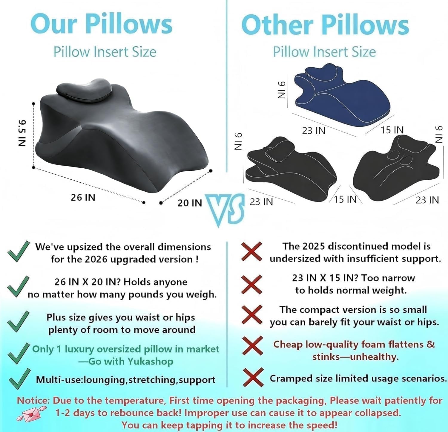 Yukashop Large Body Pillow, Couples Pillow,27°Angle Perfect Position Wedge Pillow Ergonomic Contoured Support, Multi-Functional Memory Foam…