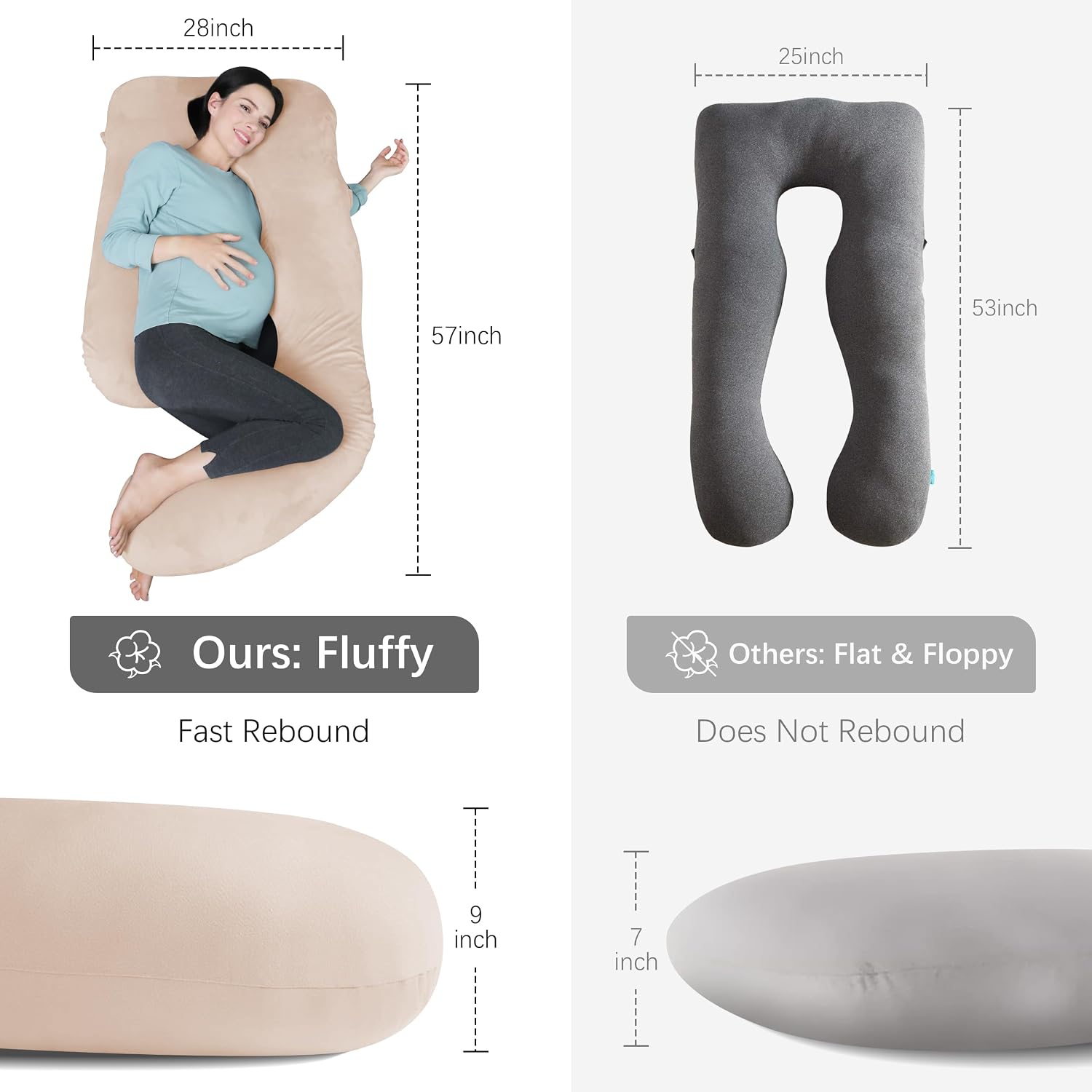 Moonpark MOON PARK Pregnancy Pillows for Sleeping - U Shaped Full Body Maternity Pillow with Removable Cover - Support for Back, Legs, Bell…