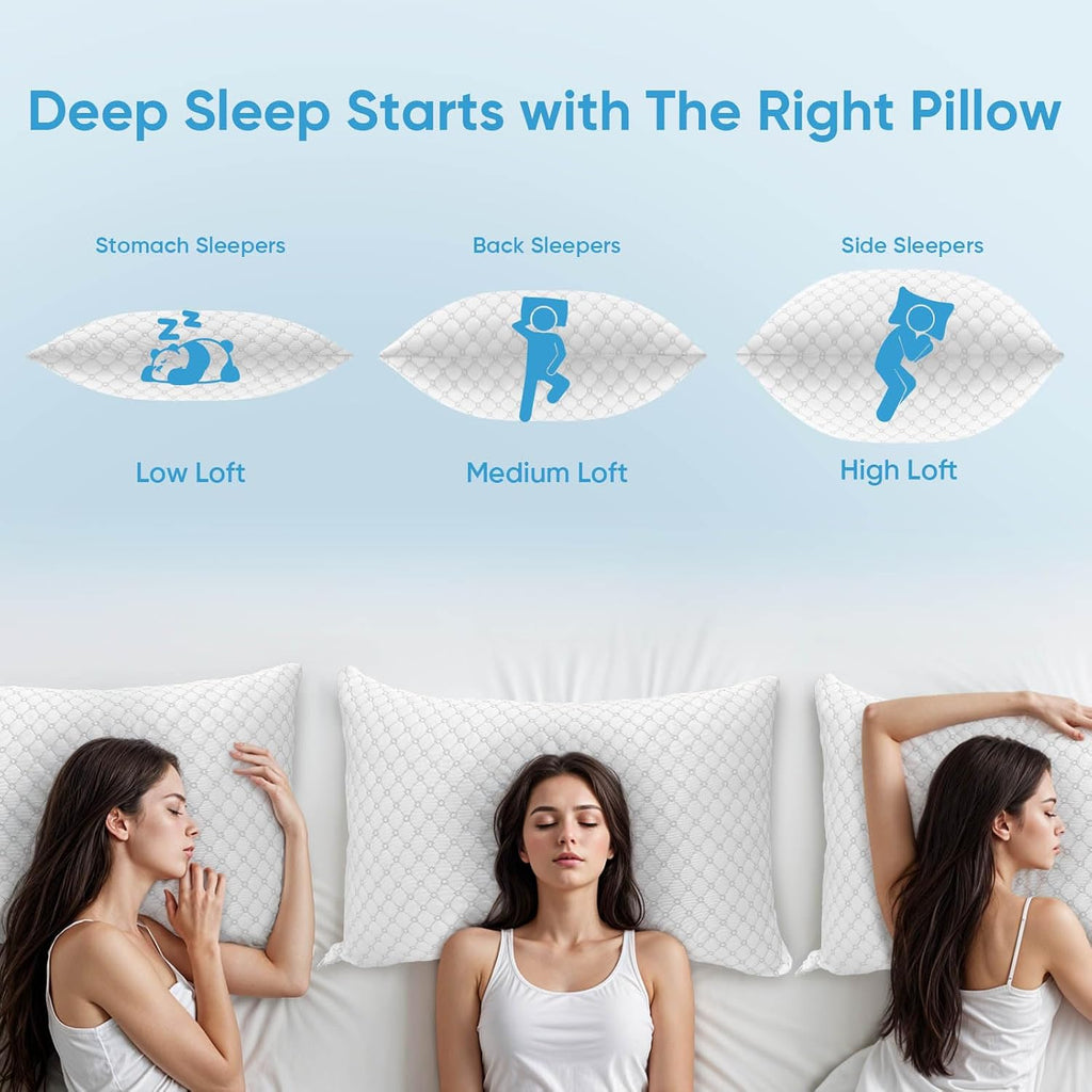 OAISZ Shredded Memory Foam Pillow Set of 2, Standard Size Cooling Adjustable Firm Bed Pillows for Sleeping with Washable Removable Cover…