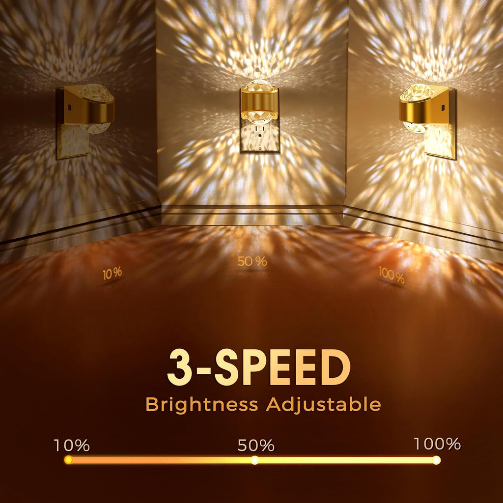 Briignite Night Light, Gold Night Lights Plug into Wall, LED Projector Night Light, Soft White for Bedroom, Dimmable Brightness Dusk to…