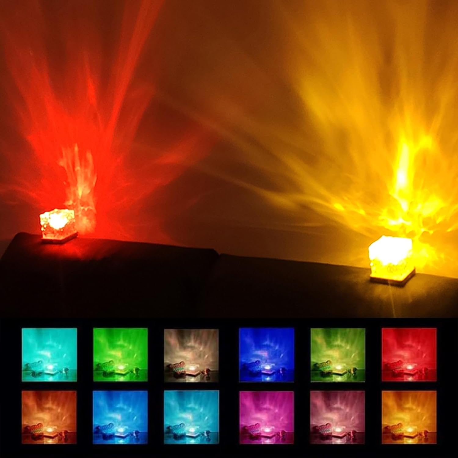 Ocean Wave Projector Light, 16 Color Rechargeable Ocean Lamp, with Power Touch Control and Remote Control Luminorthe Cube Lamp, Bringing…