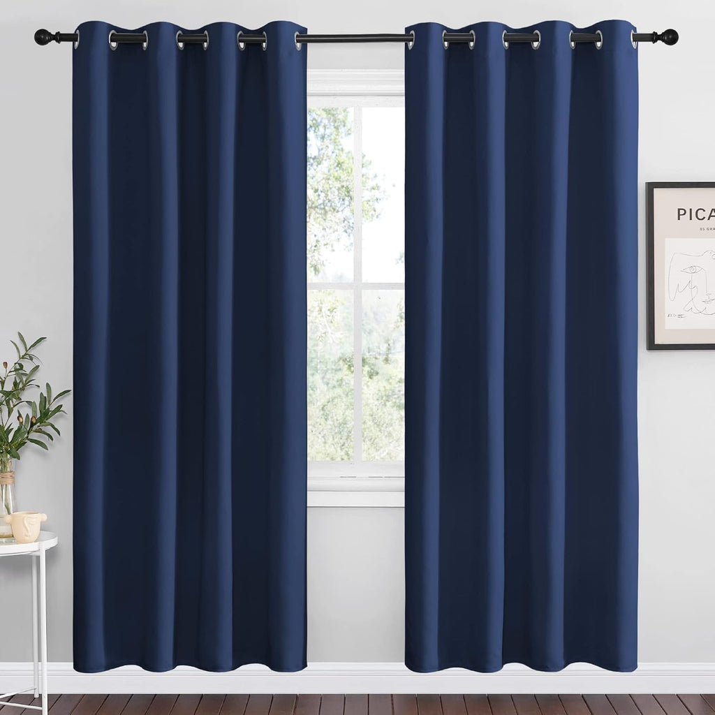 Nicetown Navy Blackout Curtains 78" Long for Living Room, Thermal Insulated Window Treatment Light Reducing Room Darkening Drapes for Boys…