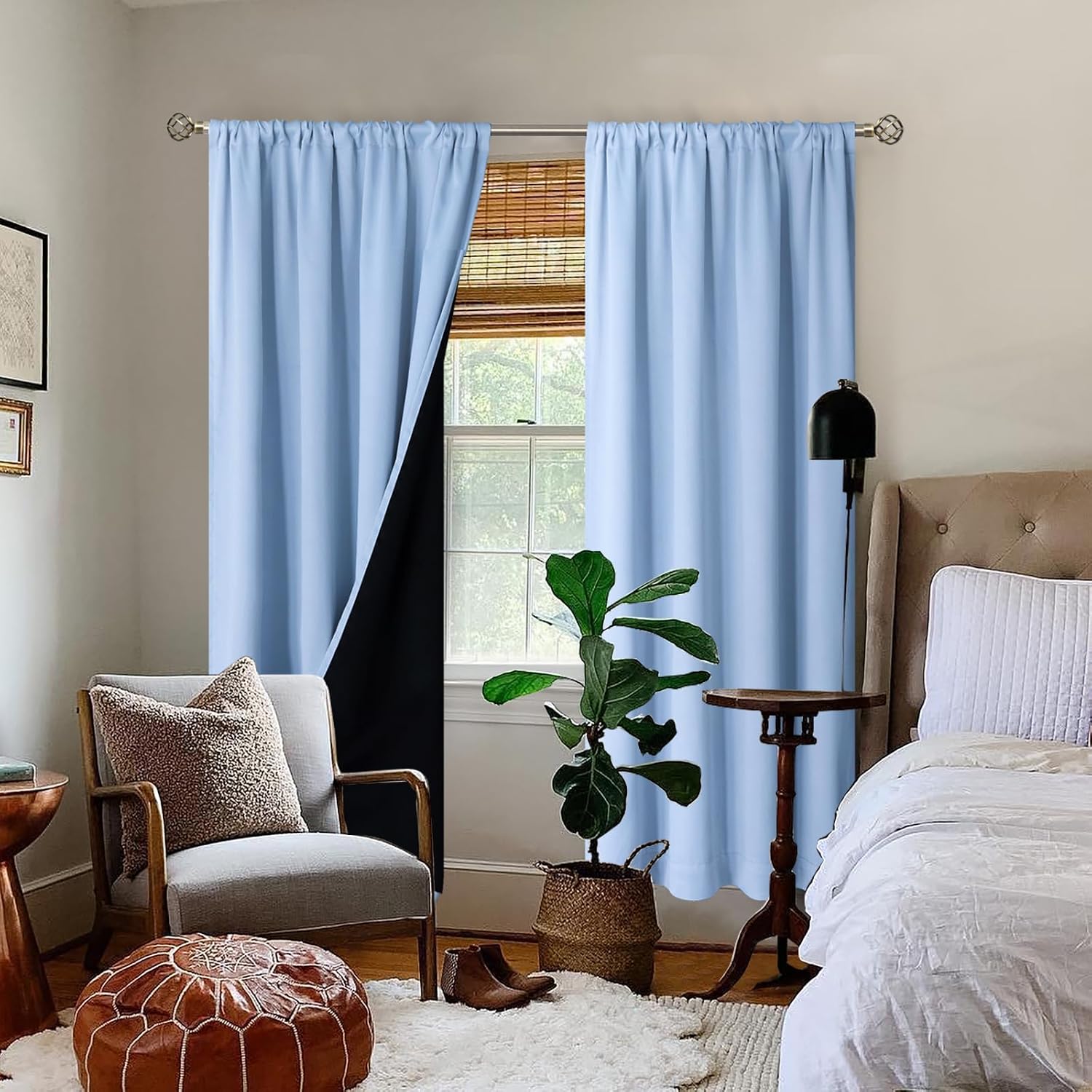 BGment Blackout Curtains for Bedroom 72 Inch Length, Rod Pocket 100% Blackout Curtains with Thermal Liner Darkening Curtains for Living…