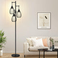 Dimmable Floor Lamp,3x800LM LED Bulbs Included, Farmhouse Industrial Floor Lamp Standing Tree Lamp with Teardrop Cage Head Tall Lamp for…
