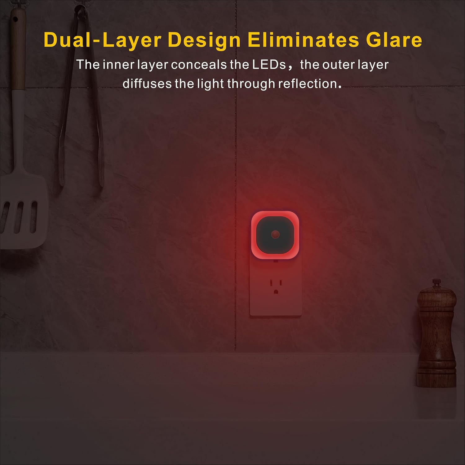 YUNLEX 2 Pack Plug in Red Sleep Night Light with Motion Sensor & Dusk to Dawn Sensor, Soft Glow, 0% Blue Light, Dimmable, Auto On/Off…