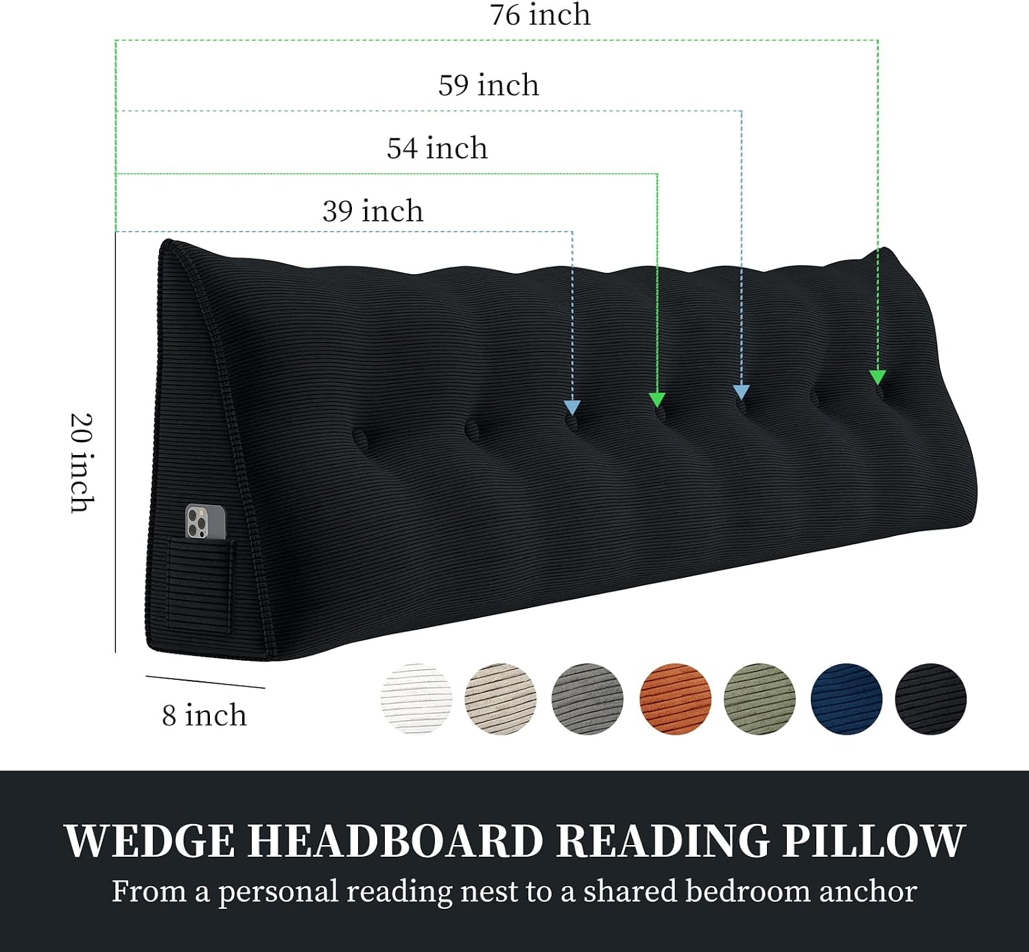Wedge Pillow Headboard Triangle Bolster Pillow for Sitting in Bed Adults Reading Pillows Backrest, Corduroy Headboard Pillows for Daybed…