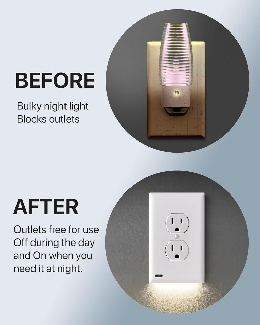 2 Pack - SnapPower GuideLight [For Duplex Outlets] - Replaces Plug-In Night Light - Electrical Receptacle Wall Plate With LED Night…