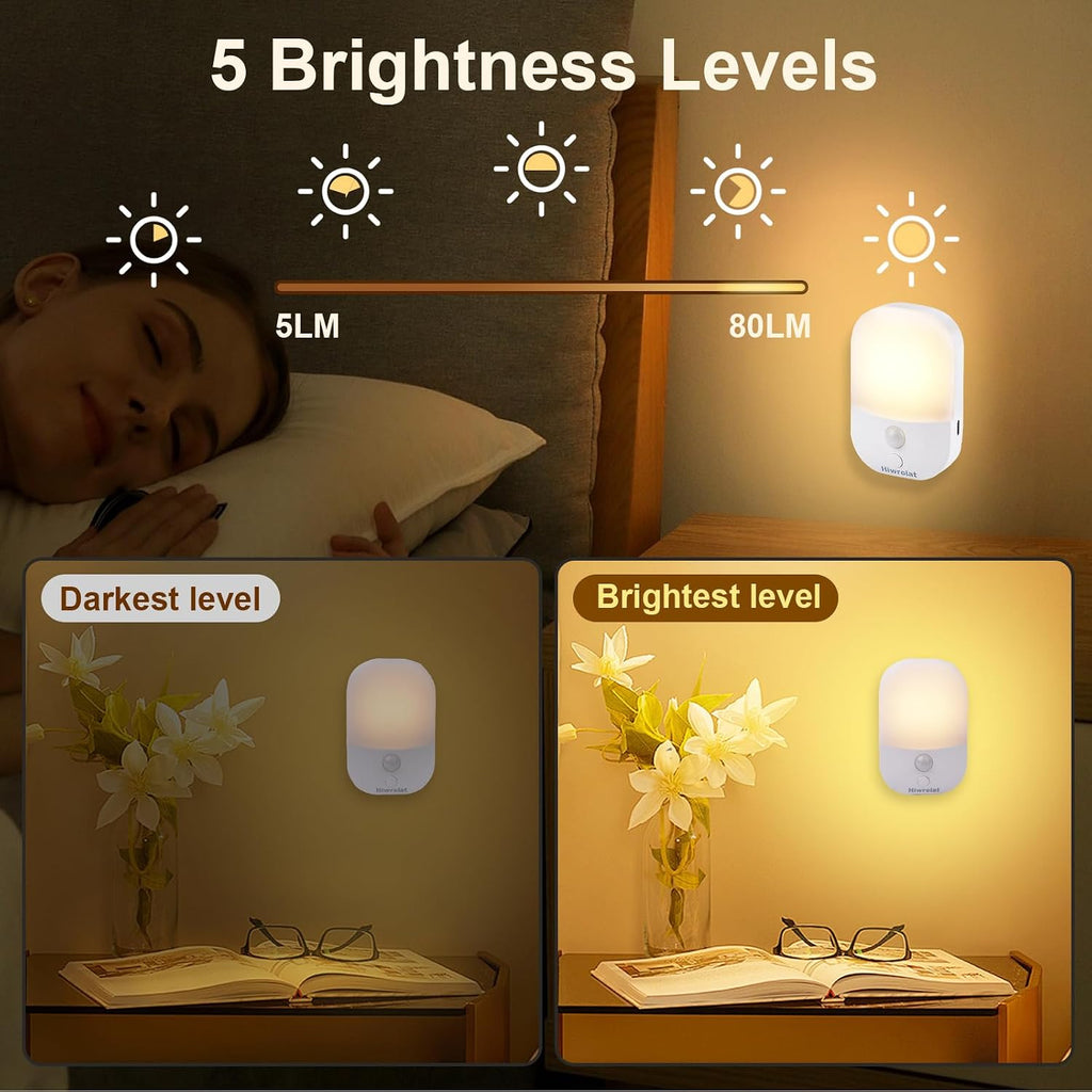 Motion Sensor Night Light, LED Dimmable Warm White Type-C Rechargeable Battery, for Hallway, Bathroom, Stair, Wardrobe, Bedroom, Auto…