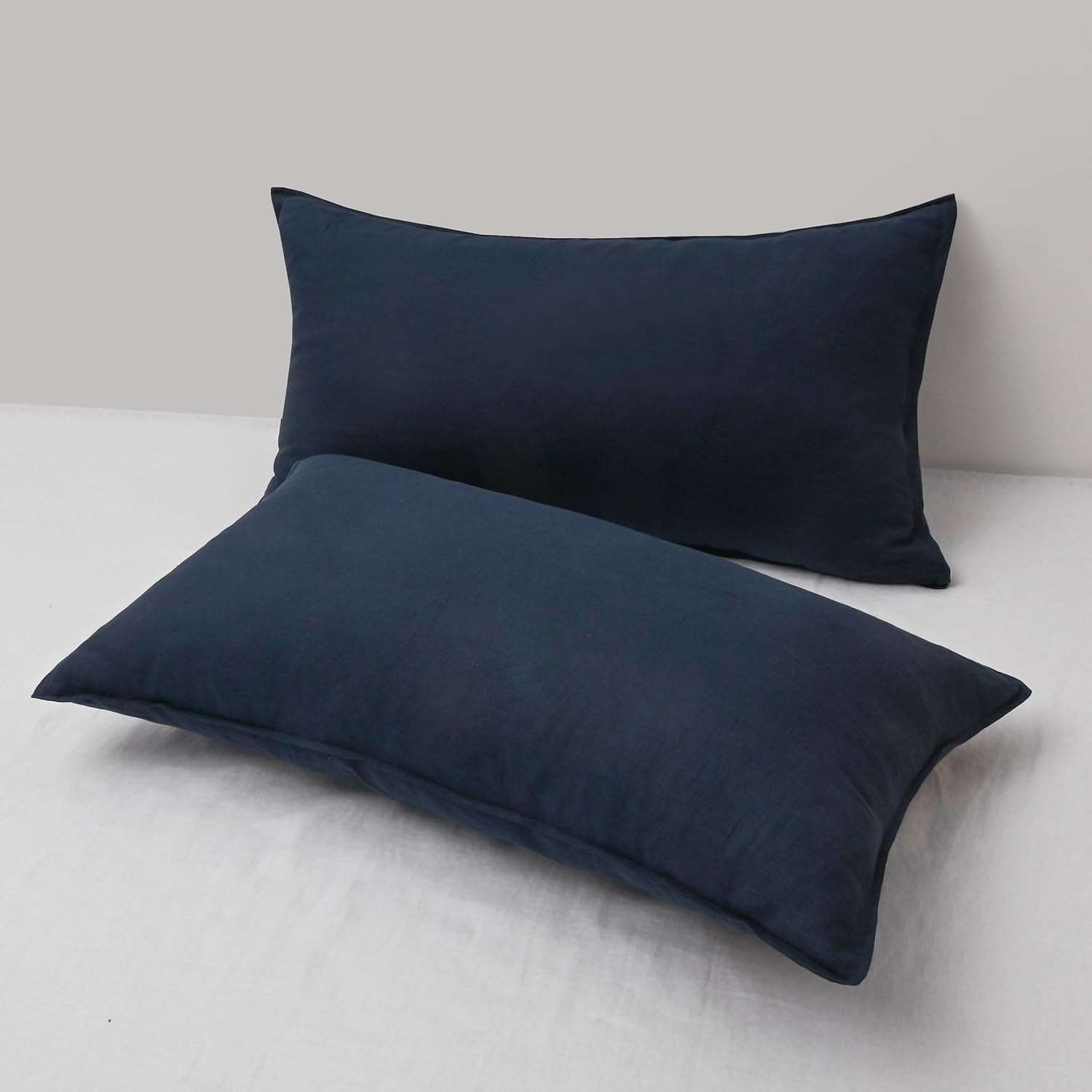 Chuffed Linen Pillowcases 2 Pack 100% Linen Standard Pillow Cases, Breathable and Cooling Washed Pillowshams with Zipper Closure, 20x36 Inc…