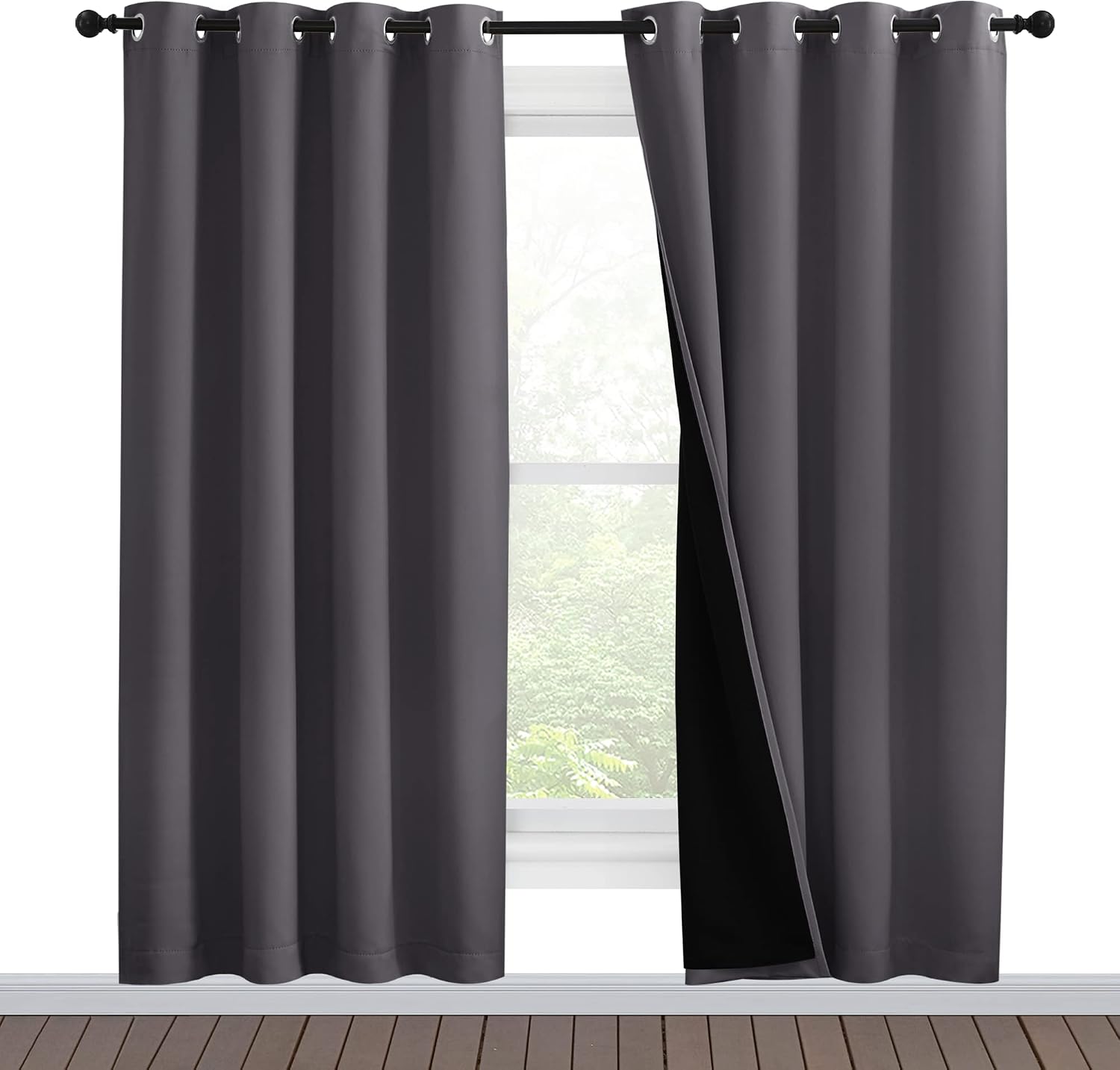 Nicetown Grey Full Shade Curtain Panels, Pair of Energy Smart & Noise Blocking Out Blackout Drapes for Dining Room Window, Thermal Insulate…