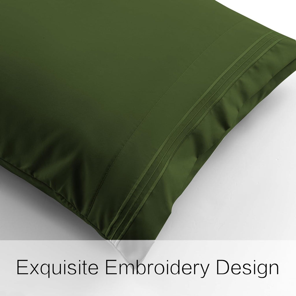 NookZuzu Body Pillowcase,1 Pack Queen Body Pillow Case,20"x54" Microfiber Long Pillowcase for Bed, Dark Olive Green Body Pillow Case Cover, U…