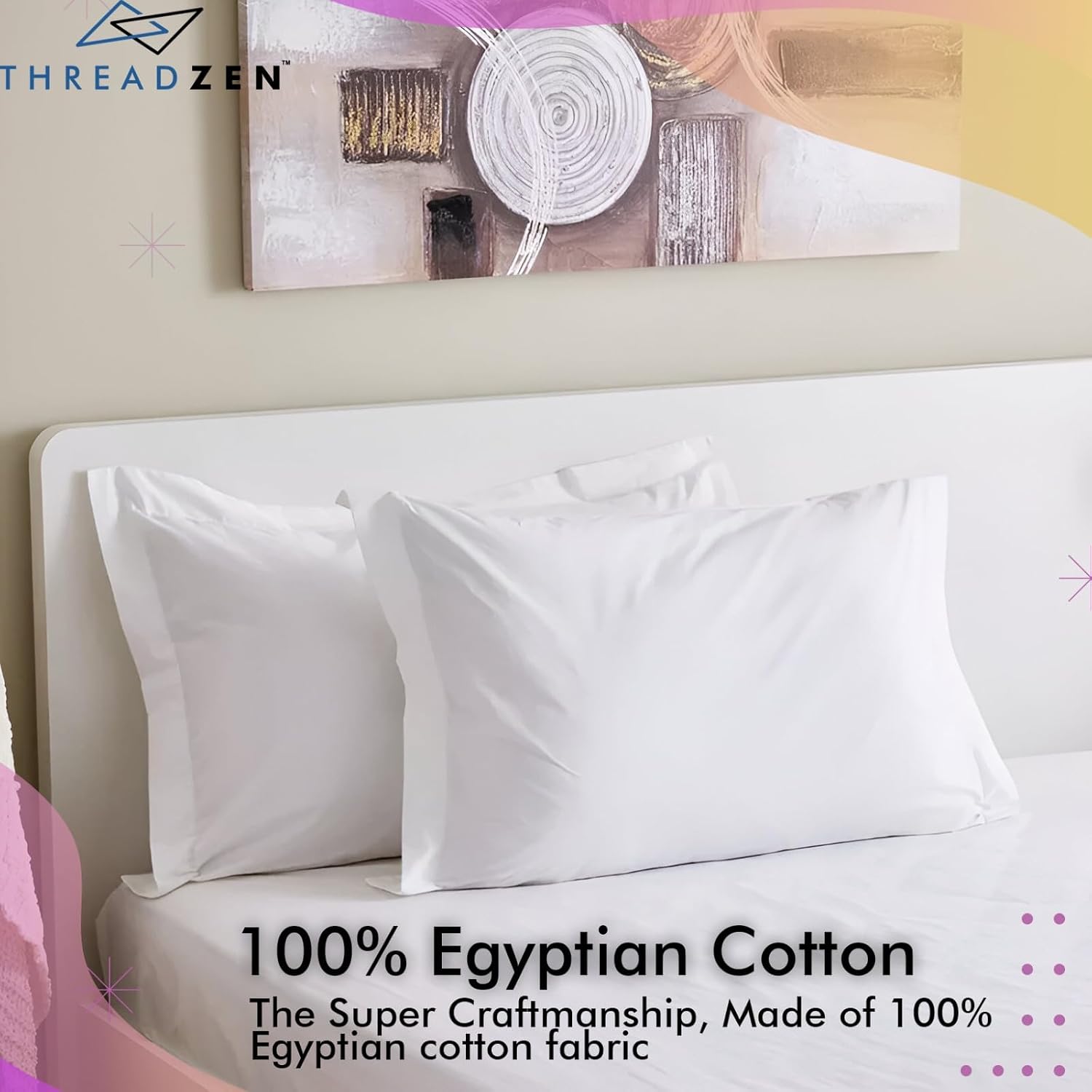 King Pillow Sham 20x36 Size, Set of 2 Long Staple 100% Egyptian Cotton Pillow Protector - Cushion Cover/Case Home Decorative - Hotel…