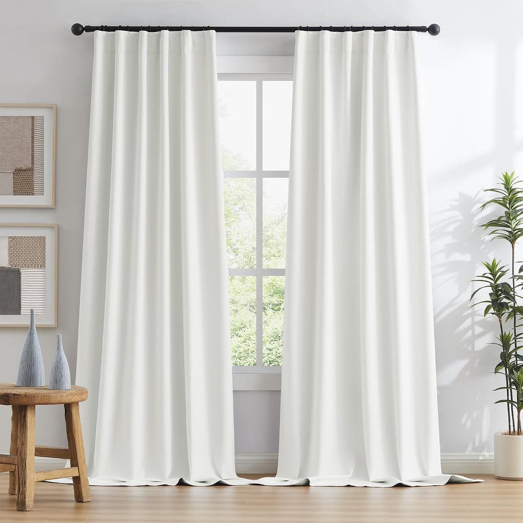 Keqiaosuocai Cream Beige Blackout Linen Curtains for Small Windows 100% Light Blocking Thermal Insulated Farmhouse Boho Window Drapes for B…