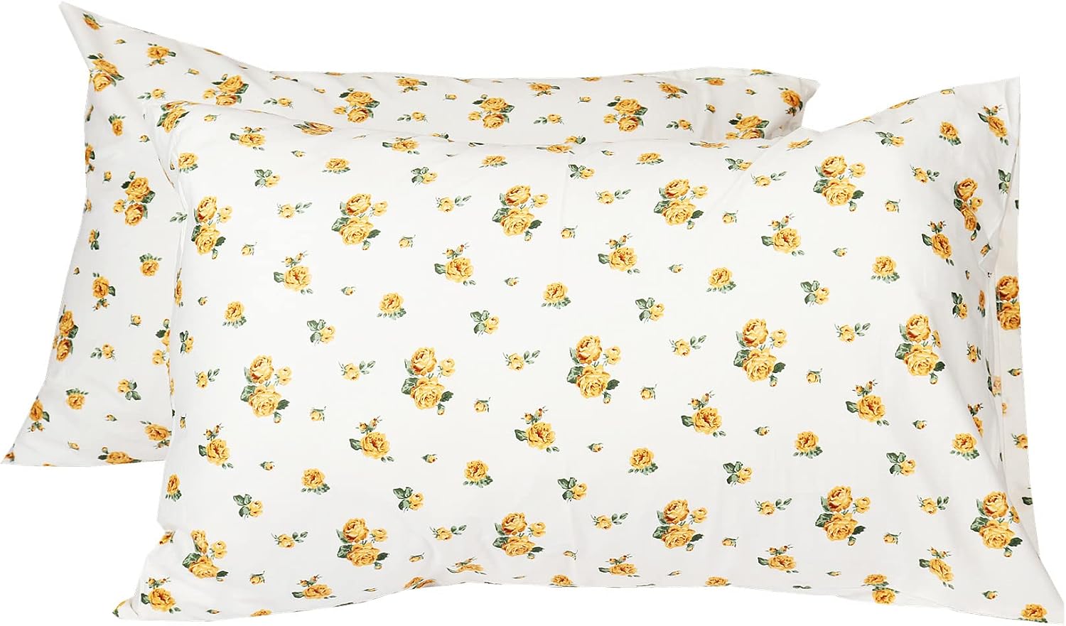 Wbycotbed 2-Piece Cotton Pillowcase Set Queen Size, Floral Printed Hotel Quality Pillow Protectors 20" x 30" 20 Inch Cotton