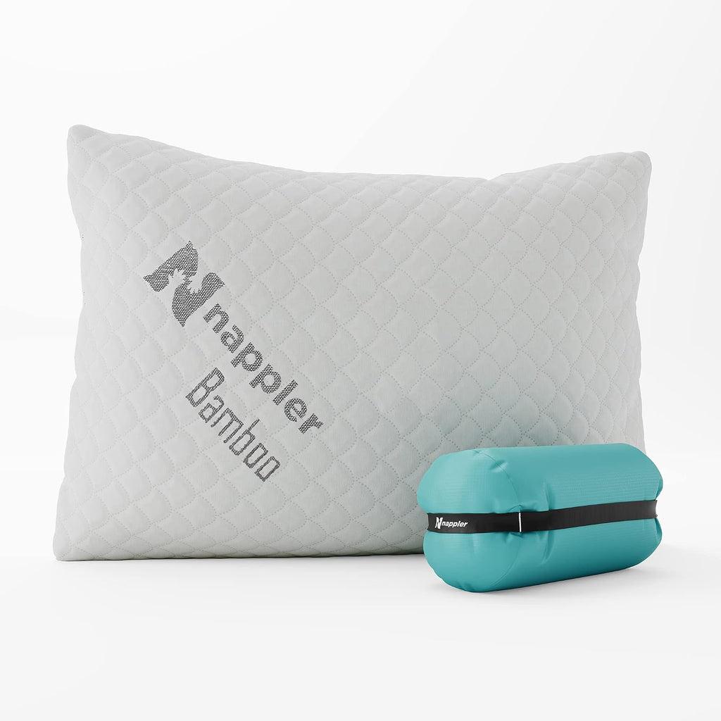 Nappler Small Shredded Memory Foam Pillow for Travel and Camping - Compressible Medium Firm Bed Pillow, Contoured Support, Breathable…