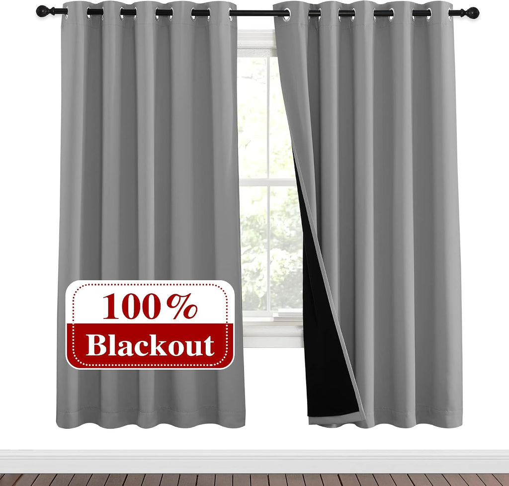 Nicetown Full Shade Curtain Panels, Pair of Energy Smart & Noise Blocking Out Blackout Drapes for Dining Room Window, Thermal Insulated Gue…