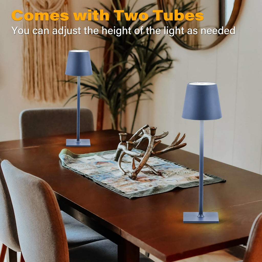 CHLORANTHUS 2 Pack Cordless Table Lamps, 3 Colors Stepless Dimming, 5000mAh Rechargeable Battery LED Desk Lamp for Bedroom/Couple…