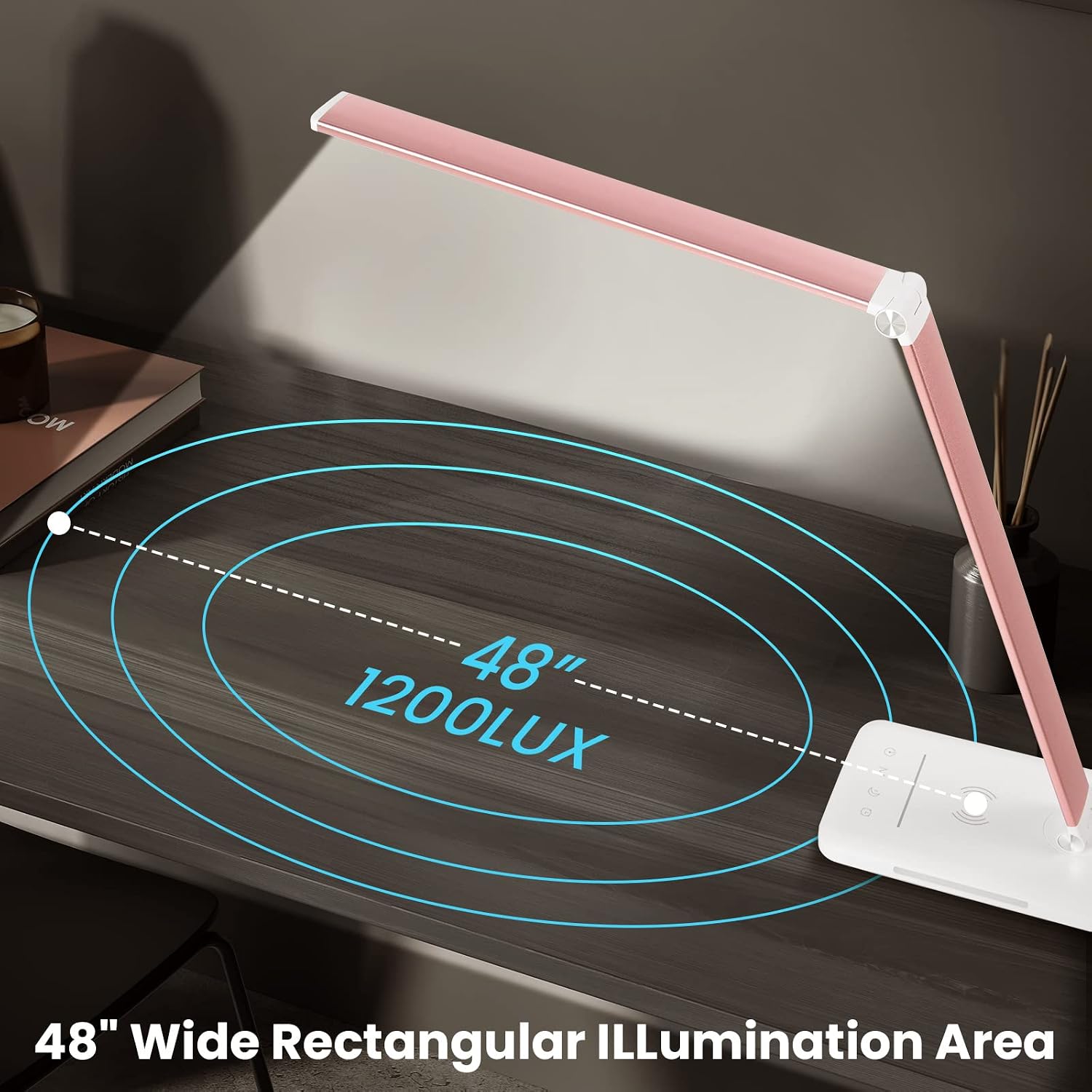 LED Desk Lamp with Night Light, Fast Wireless Charger, USB Charging Port, 10 Brightness, 5 Color Modes, Dimmable Bedside Table Lamp for…