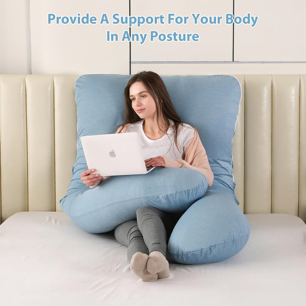 Amagoing Cooling Pregnancy Pillow for Sleeping, U Shaped Maternity Full Body Pillow for Women with Hip, Leg, Back Pain Support, Removable C…