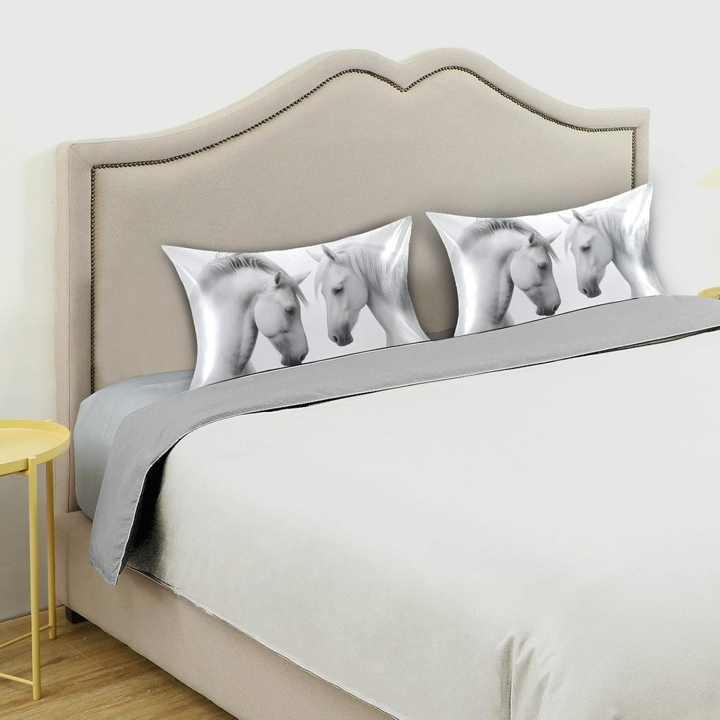 Blueangle Beautiful White Horse Satin Pillowcase for Hair and Skin Silk Pillowcase, Standard Size(20x26 inches) - Satin Pillow Covers…