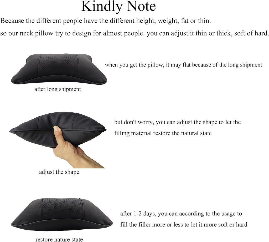 Professinalcaraccessories Car Neck Pillows Both Side Pu Leather 2pieces Pack Headrest Fit for Most Cars Filled Fiber Universal Car Pillow (…