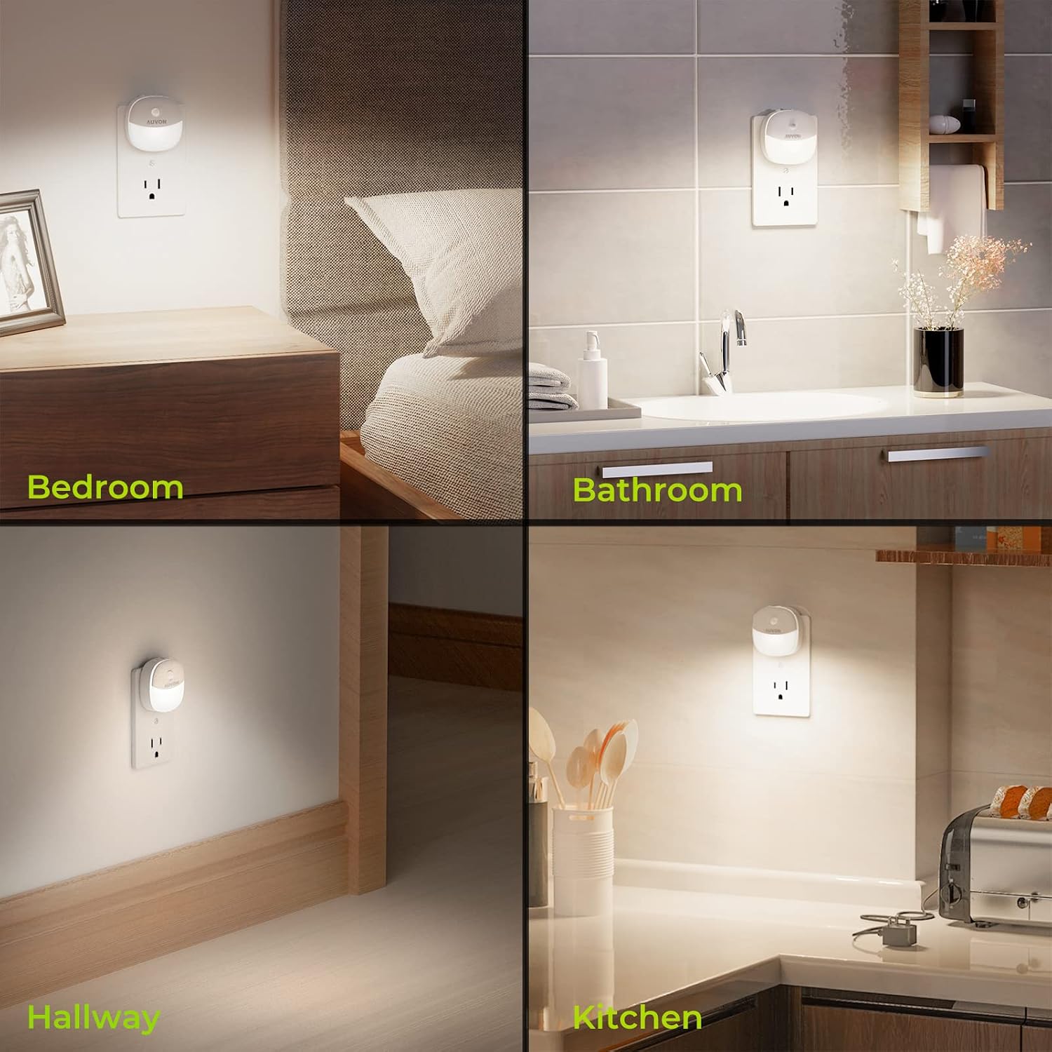 AUVON Plug in Night Light with Motion Sensor and Dusk to Dawn Sensor, Mini Cool White LED Nightlight with 1-50 lm Adjustable Brightness…
