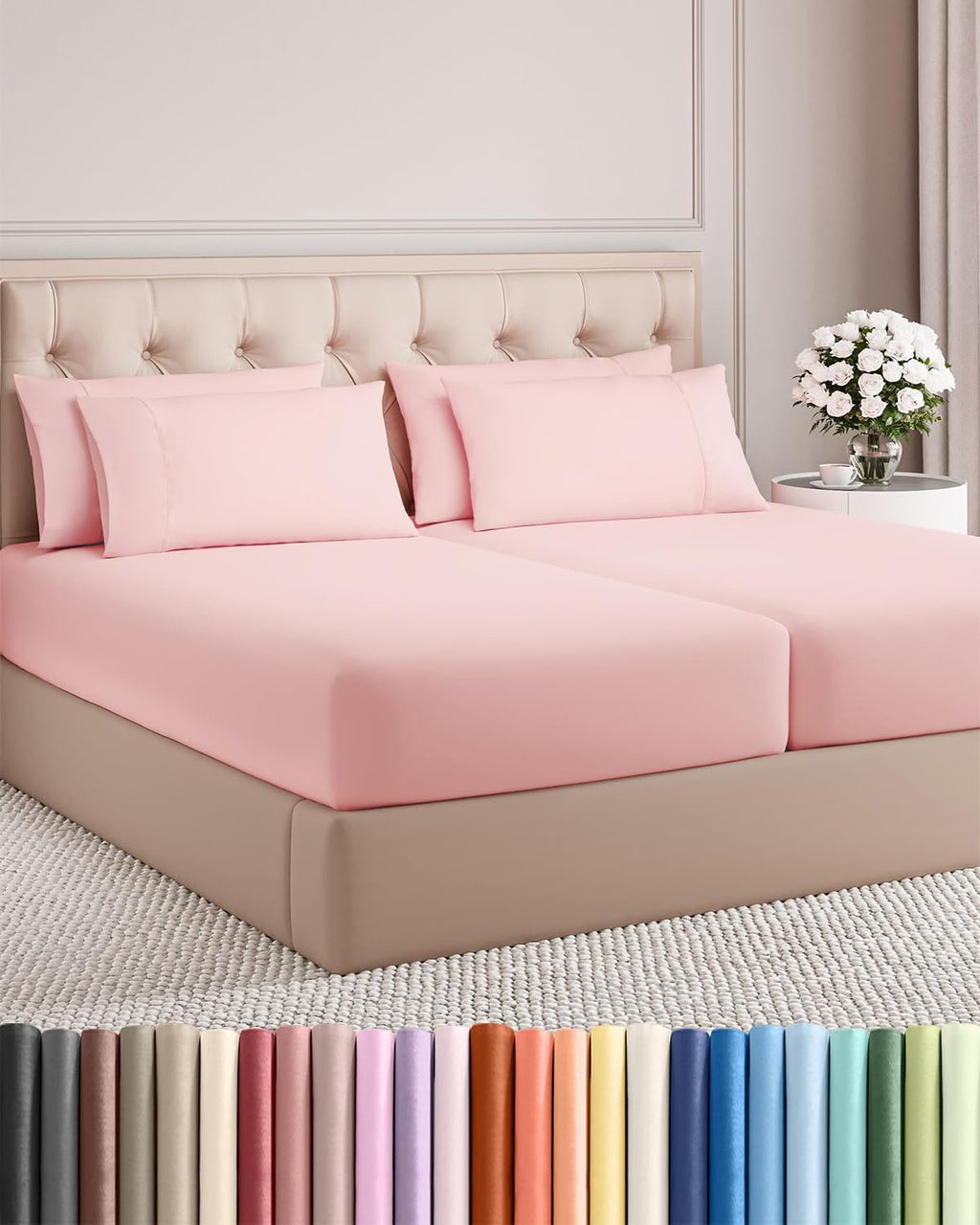 Split King 7 Piece Sheet Set - Comfy, Breathable & Cooling - Soft Hotel Luxury Bedding for Women, Men, Kids, Teens and Children - 1 Flat…