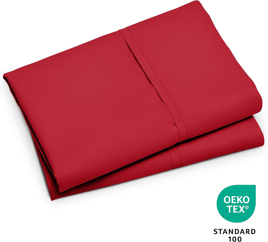 BareHome Bare Home Microfiber Pillow Cases - King Size Set of 2 - Cooling Pillowcases - Double Brushed - Red Pillowcases 2 Pack - easy…