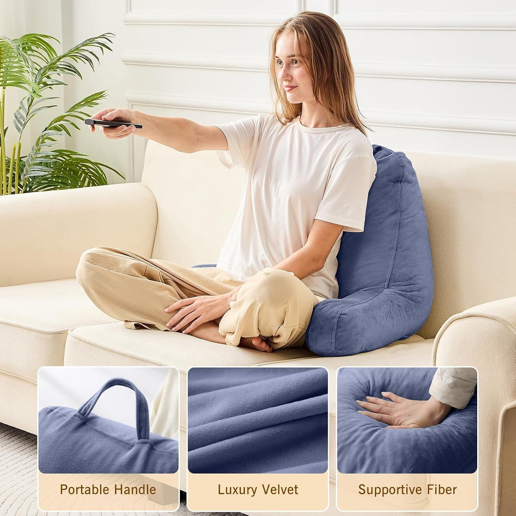 Sasttie Reading Pillow, Velvet Back Pillow for Bed Sitting Up, Adult Back-Rest Support Cushion with Arms for Sit Up on Couch, Sofa, and…