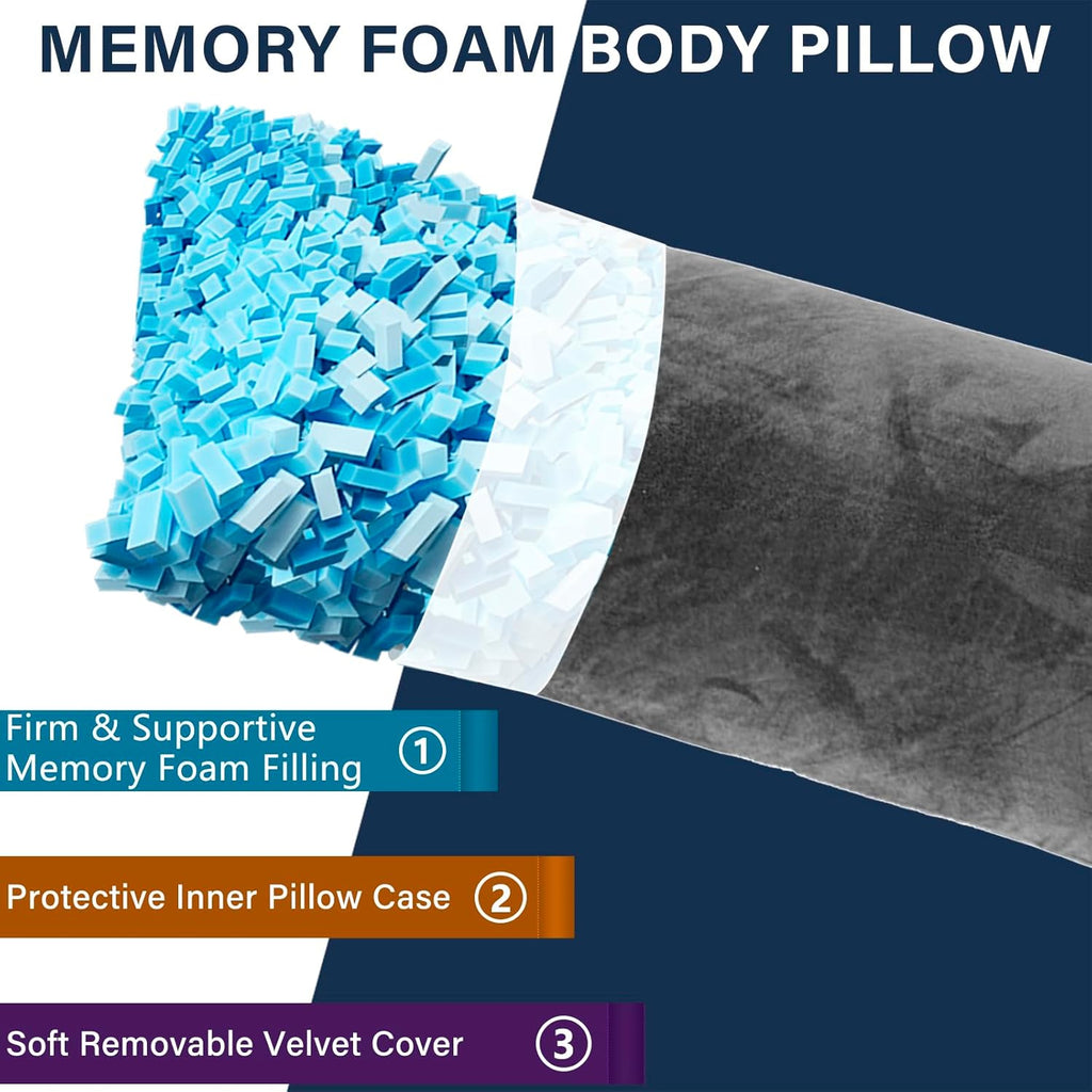 1 MIDDLE ONE Body Pillow, Memory Foam Body Pillows for Adults Sleeping, Long Pillow for Bed, Big Large Firm Full Body Pillow for Side…