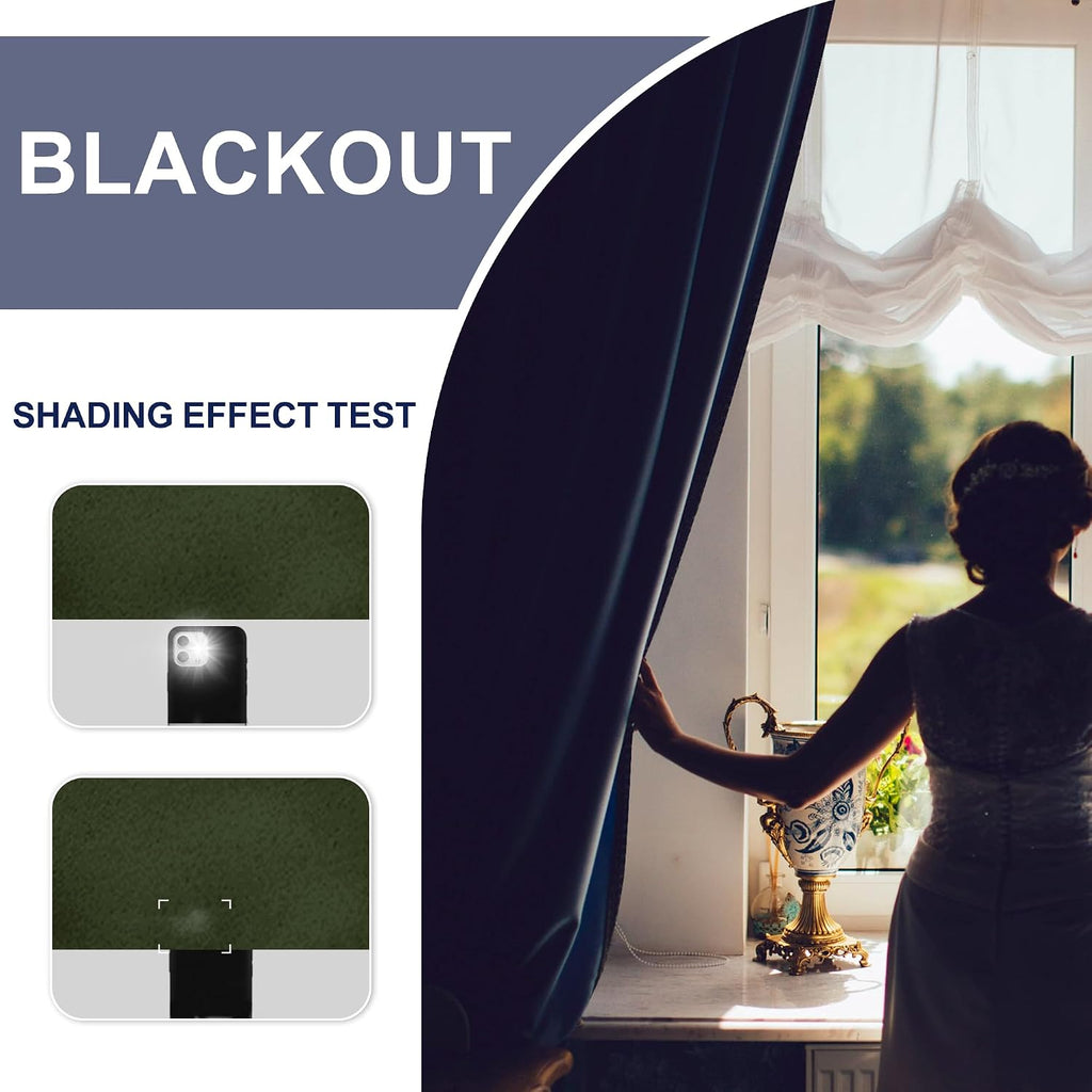 Jiuzhen Blackout Curtains for Bedroom - 60 Inch Extra Wide Thermal Insulated Room Darkening Privacy Soundproof Curtains for Living Room, Se…