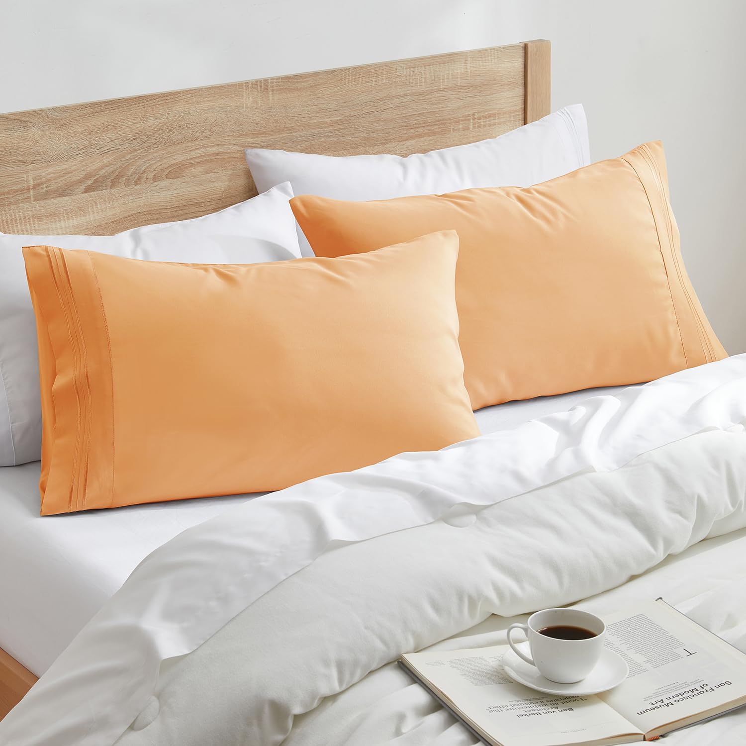 Nestl Orange King Pillow Cases 2 – Soft King Size Pillow Case, 1800 Brushed Microfiber Pillowcases, Envelope Closure Pillowcase, King Pillo…
