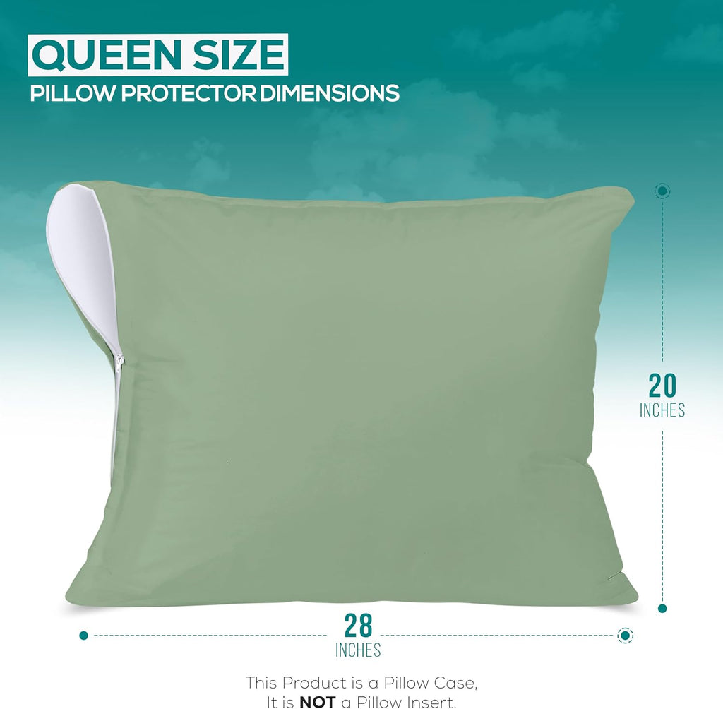 Utopiabedding Utopia Bedding 100% Waterproof Pillow Protectors with Zipper Queen Size (Set of 2), Bed Bug and Dust Mite Proof Zippered Pill…