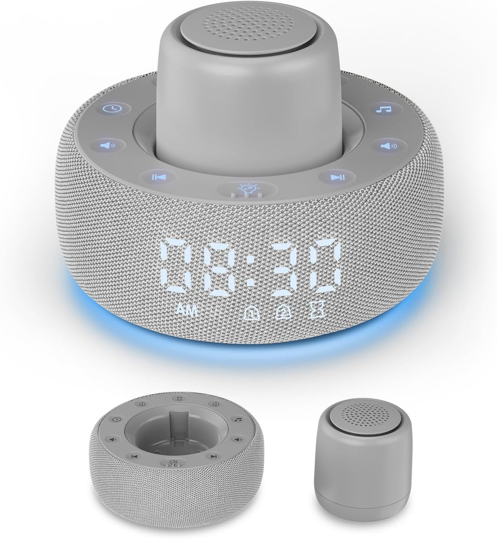 White Noise Machine with Smart Alarm Clock, 25 Soothing Sounds, Portable Sleep Sound Machine Aid for Baby, Kids, Adults, Office, Dimmable…
