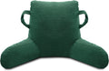 Reading Pillow for Sitting in Bed Adult, Bed Reading Pillow with Shredded Memory Foam, Back Pillow for Sitting with Arms and Pockets, Green