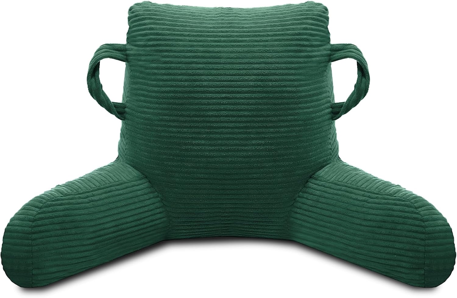 Reading Pillow for Sitting in Bed Adult, Bed Reading Pillow with Shredded Memory Foam, Back Pillow for Sitting with Arms and Pockets, Green