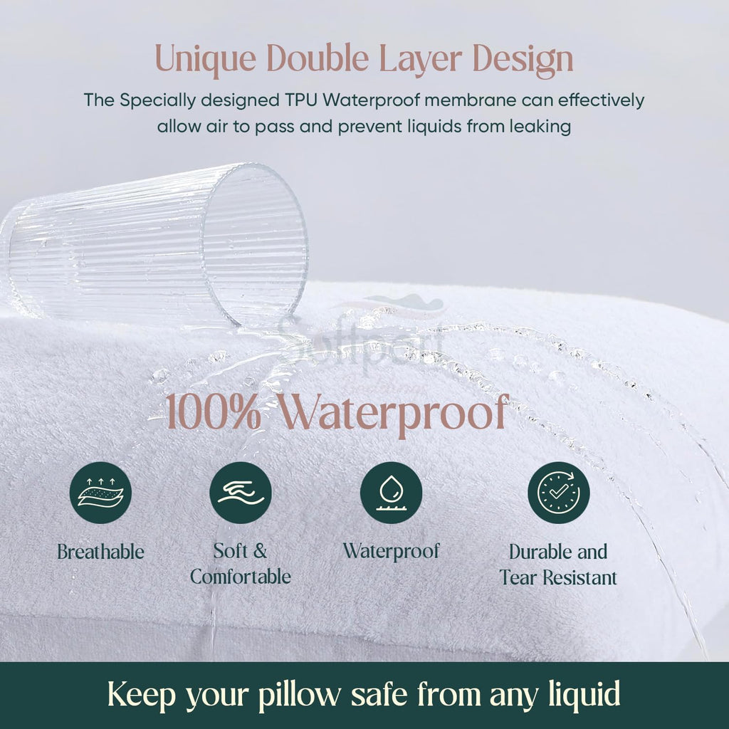 Waterproof Pillow Protector Zipper Design (2 Pack) – Bed Bug Proof Pillow Encasement 20 x 26 Inches