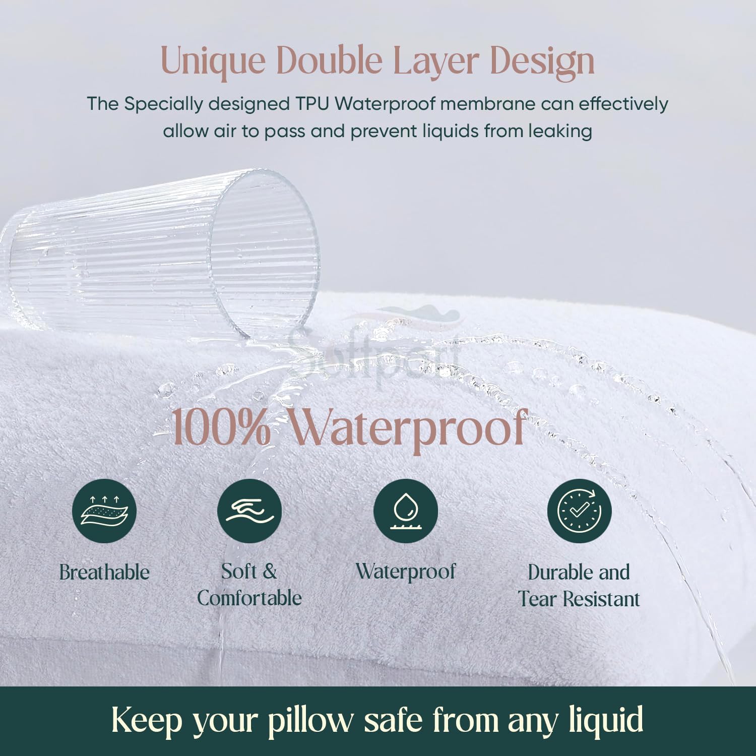 Waterproof Pillow Protector Zipper Design (2 Pack) – Bed Bug Proof Pillow Encasement 20 x 26 Inches