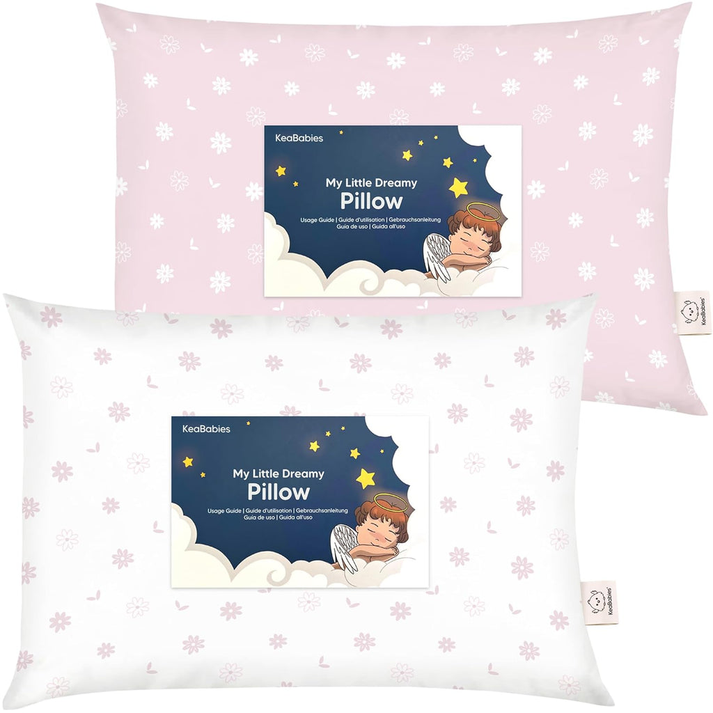 KeaBabies 2-Pack Toddler Pillows 2 Year Old to 5-13x18 Soft Organic Cotton Kids Pillow for Sleeping, Travel, School, Daycare, Nap…