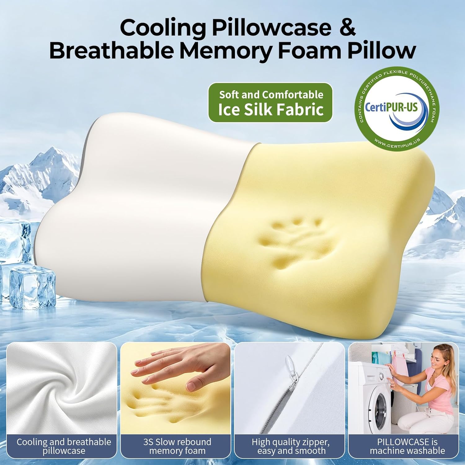 Polovo Cervical Neck Pillow - Ergonomic Side Sleeper Pillow for Neck, Contour Memory Foam Pillows for Deep Sleep, Orthopedic Cooling Pillo…