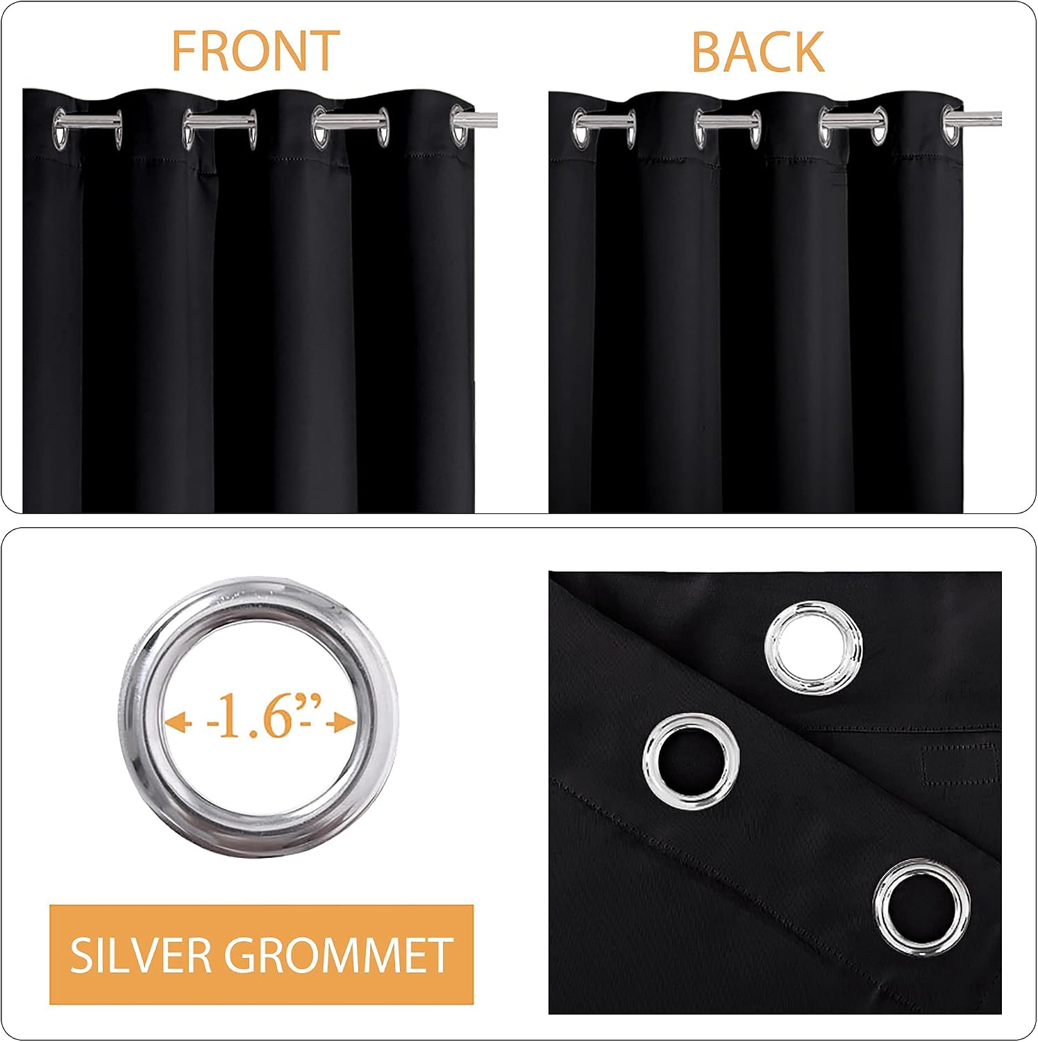 Rybhome RYB HOME Blackout Curtains with Felt Fabtic Liner for Sound Absorbing, 3 Layers Soundproof Thermal Insulated Energy Saving for Bedr…