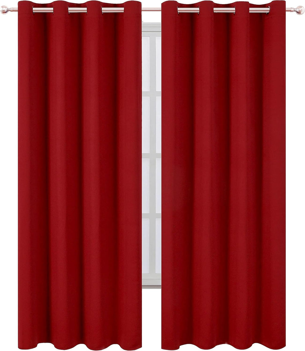 Lemomo Red Curtains 52 x 84 Inch Long/Blackout Curtains Set of 2 Panels/Room Darkening Thermal Insulated Bedroom Curtains Drape 84 Inch Red