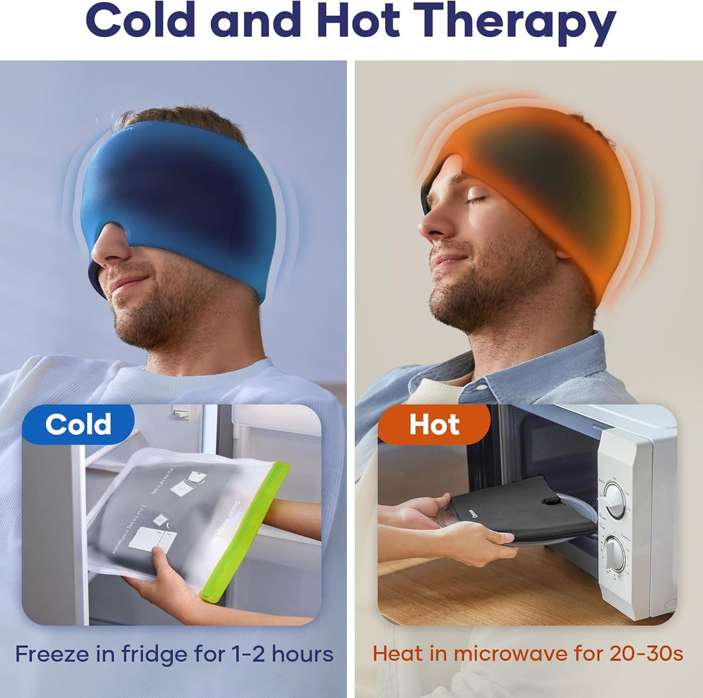 Qnoon Migraine Relief Cap, Headache Relief Cap Mask Products, Cooling Odorless Gel Ice Head Wrap for Tension, Stress, Hangover & Puffy Eyes…