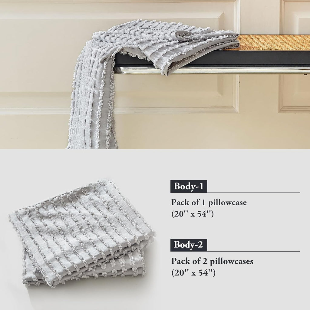 Warmdern Grey Pillow Covers Body Pillow Cover Soft Microfiber Pillow Cases Set of 1 Boho Textured Pillowcase with Envelope Closure(Grey, Bo…