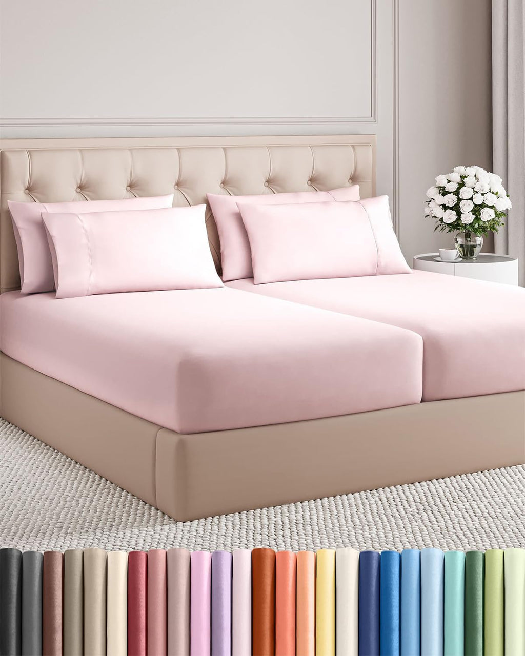 Split King 7 Piece Sheet Set - Comfy, Breathable & Cooling - Soft Hotel Luxury Bedding for Women, Men, Kids, Teens & Children - 1 Flat &…