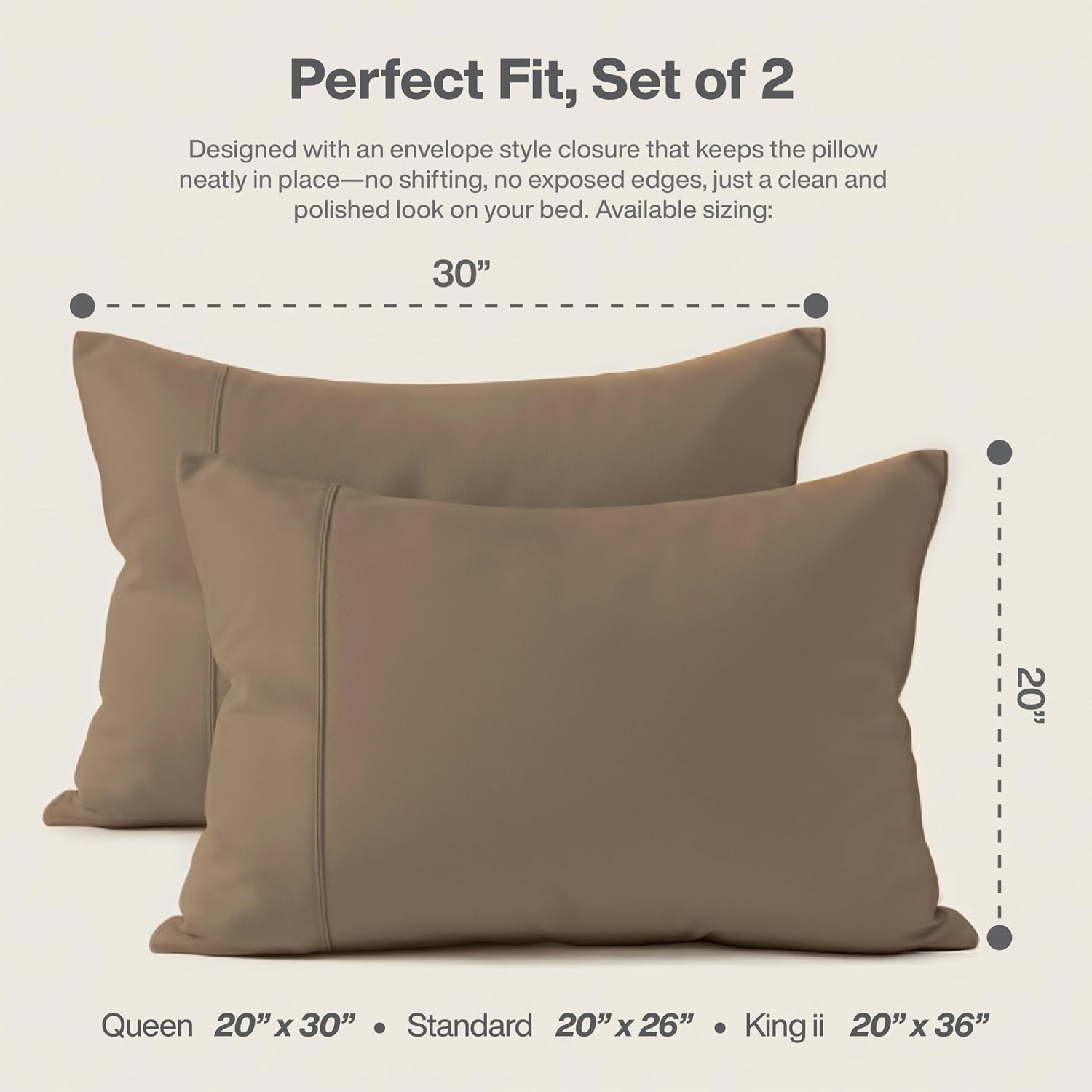 Queensbay Queen Pillow Cases Set of 2, Microfiber Cooling Pillowcases, Soft Breathable Envelope Closure Pillow Covers, Wrinkle Free Easy Ca…